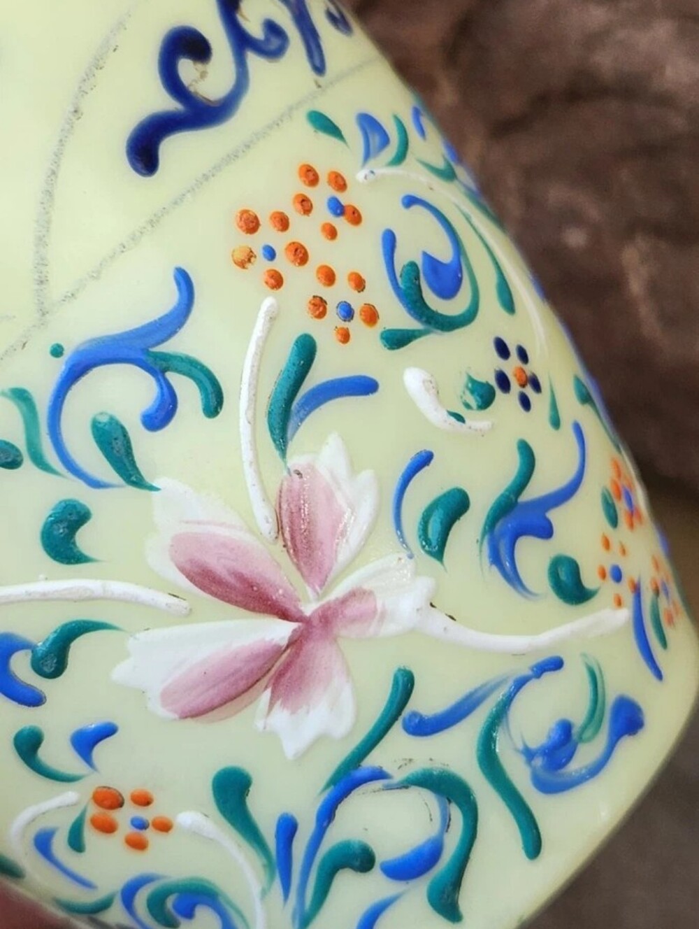 Antique 1800's Thomas Webb 6" Vase Moroccan Tapestry Hand Painted Opaline Glass - Picture 11 of 16